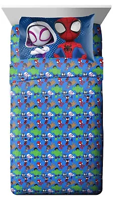 Spidey And His Amazing Friends Kids 3-Piece Twin Sheet Set Blue Spiderman • $31.07