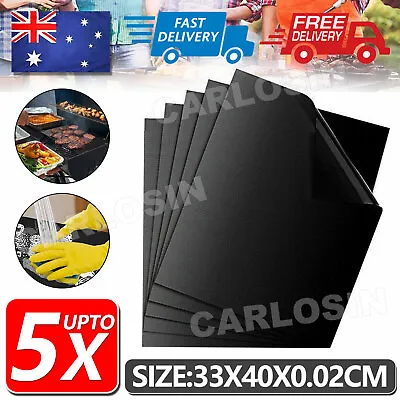 $4.95 • Buy BBQ Grill Mat Reusable Bake Sheet Resistant Teflon Meat Barbecue Non-Stick Party