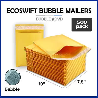 500 #0 7.5x10 ECOSWIFT KRAFT BUBBLE MAILERS PADDED ENVELOPE DVD • $124.99