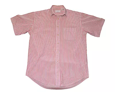 YSL Yves St Laurent Red & White Stripe Short Sleeve Shirt Mens Small 38  Chest • £14