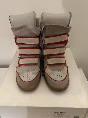 Isabel Marant High Top Wedge Wila  Cream & Red - Excellent Condition!!! • $350