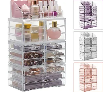 Extra Large Acrylic Makeup Organizer - 12 Drawers & 16 Comportments Storage Box • $35.99