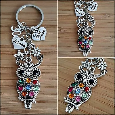 £6.99 • Buy ~ Personalised HAPPY BIRTHDAY Gifts Charm Keyring 18th 21st 30th -Gift For Her ~