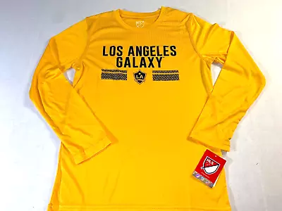 Los Angeles LA Galaxy MLS Soccer Gold Long Sleeve T-Shirt New! Boys MEDIUM 10 12 • £10.65