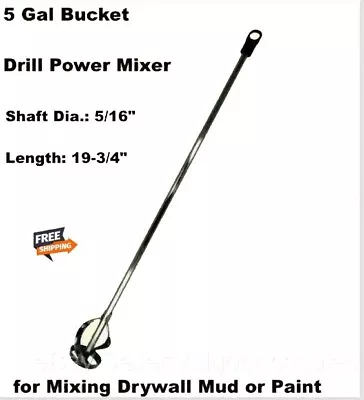 Paint Mixer For Mixing Drywall Mud Or Paint 5 Gal Bucket Drill Power Steel Shaft • $15.95