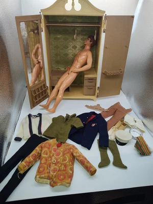 $120 • Buy Vintage 1968 Ken, Ken SuzyGoose Closet & 13 Pieces Clothing, Shoes And Hats. 