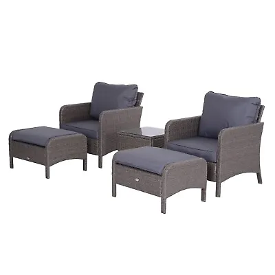 Outsunny 5 Pieces Outdoor Patio Furniture Set Wicker Conversation Set Dark Grey • £315.99