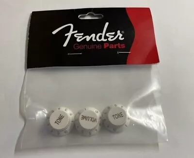 Genuine Fender Strat Stratocaster WHITE Volume Tone Knob Set Made In USA • $9.99