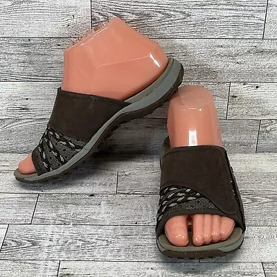 Merrell Lilyfern Bracken Brown Leather Slide Sandals Women Size 6 • $32