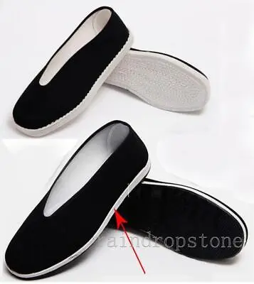 Chinese Mens Womens Martial Arts Kung Fu Wushu Canvas Black Shoes Slippers Soft • $25.26