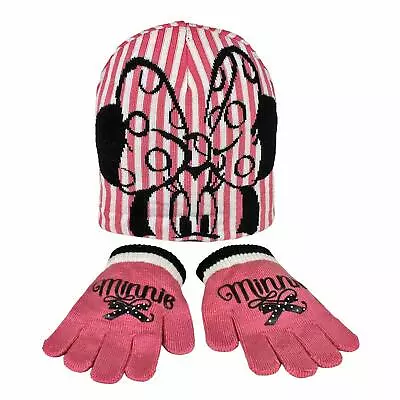 Disney Minnie Mouse Child/Girls Winter 2 Piece Pink & White Hat And Gloves S • £8.04