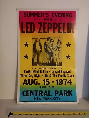 $29.99 • Buy Led Zeppelin Concert Poster Summer's Evening 1974 Lynyrd Skynyrd Sly Three Dog 