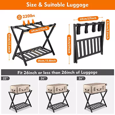 Folding Luggage Suitcase Rack Bamboo Foldable Hotel Shelf Stand FIT Travel&Home • $32.40