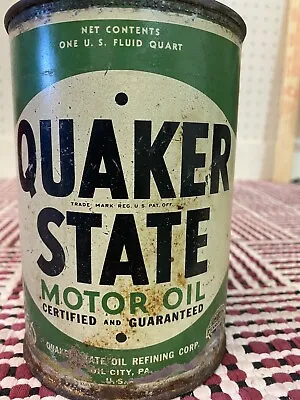 Earlier Version Quaker State 1 Qt Motor Oil Can Empty Metal • £34.06