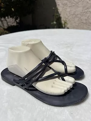 Free People Women's Strappy Gladiator Thong Sandals Size 40 10 Black Leather • $29