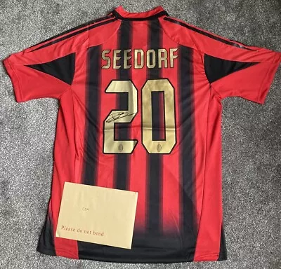 Clarence Seedorf #20 Hand Signed AC MILAN Vintage Home Football Shirt With COA • £300