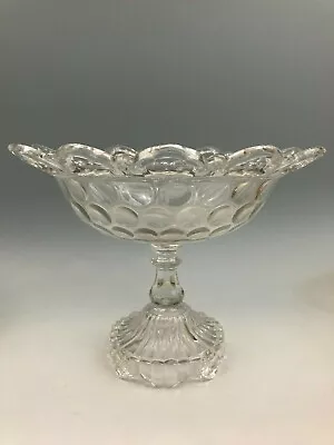 EAPG Canton Glass Trefoil Edge Orion Thumbprint - Open Comport / Compote C:1894 • $55