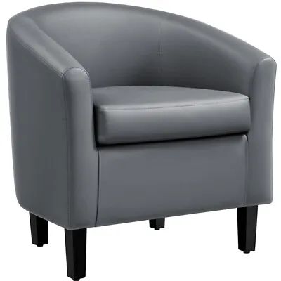 PU Leather Accent Chair Modern Barrel Chair For Living Room Bedroom Sturdy • $115.99