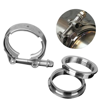 $19.56 • Buy 3.5'' V-Band Flange & Clamp Kit For Turbo Downpipes Stainless Mild Steel
