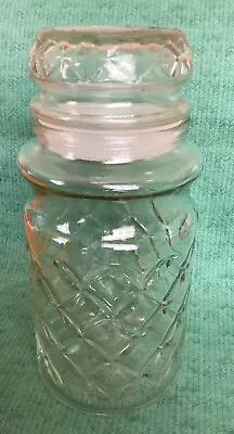 PLANTERS PEANUTS Glass Jar W/ Lid MR. PEANUT 1984 Embossed Diamond-Pattern • $15