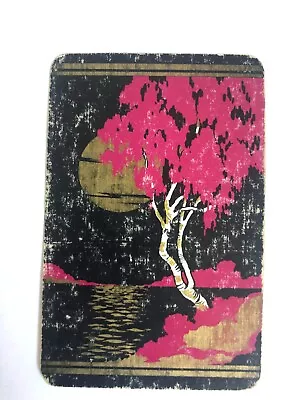 Silhouette Pink Tree Gold Moonlight Vintage Retro Art Deco Playing Swap Cards X1 • $1.50