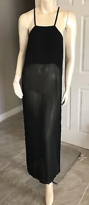 Sanctuary  Black Semi Sheer Maxi Dress Double Side Splits S/M • $24.99