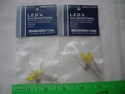 Lot Of 2 Miniatronics 12-153-03 LED's 5mm Blinker Flasher Yellow Light Lamp • $15.99