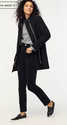 J.Crew Womens $298 Petite Button Neck City Coat Black Size P4 BU264 • $150