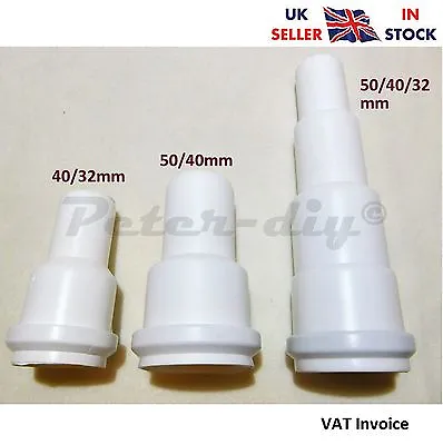 £6.97 • Buy Push Fit Waste Plumbing Pipe Straight Reducer Extender White 32 40 50 Mm