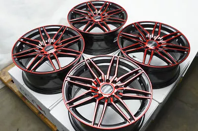 $669 • Buy Kudo Racing Altar 16x7 5x100 5x114.3 5x4.5 +40mm Black W/Candy Red Wheels Rims