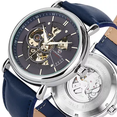 FORSINING Mens Casual Sport Watch Military Automatic Mechanical Skeleton Watches • £25.91