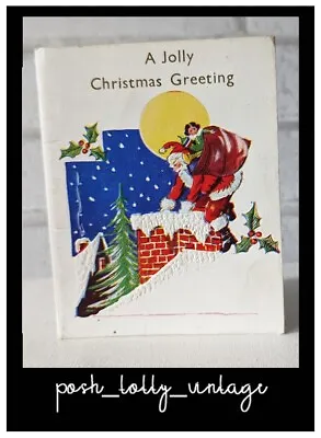 £5.95 • Buy Vintage 1940's Santa Father Christmas Eve Toys Sack UNUSED Greeting Card (EB3940