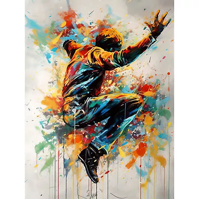 Freestyle Dancing Street Dance Vibrant Paint Splat Huge Wall Art Print 18X24 In • £15.99