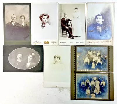 Antique Late 1800s To Early 1900s Adult & Family Cabinet Cards - Lot Of 8 • $19.99