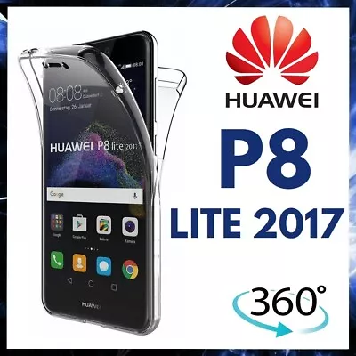 CASE For HUAWEI P8 LITE 2017 TRANSPARENT TPU CLEAR SILICONE 360 PHONE SLIM COVER • £5.48
