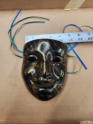 Black And Gold Ceramic Mask Decorative Wall Hanging Mask  Mardi Gras Cool Lookin • $13.50