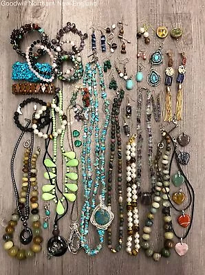 Semi-Precious Stone Mixed Jewelry Lot W. Necklace Bracelet • $19.99