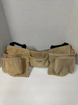  Husky  Leather Multi Pocket Tool  Construction Tan Belt Barely Used • $24.95