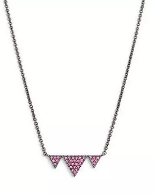 $3.99 • Buy #13   Nadri Pink Crystals Triangle Gunmetal Chain Necklace  $48