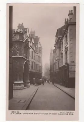 Old London Cloth Fair Gables House Of Queen Elizabeth's Days Vintage RP Postcard • £3.80
