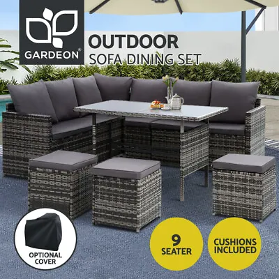 $1029.95 • Buy Gardeon Outdoor Dining Set Sofa Lounge Setting Chairs Table W/ Cover Lawn Grey