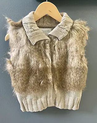 NWT Mayoral Girls Size 6 Faux Fur Knit Vest Light Brown • $10