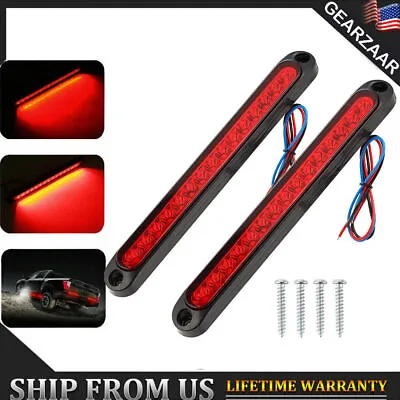 2x Car 15 LED Red Trailer Sealed Truck& RV Stop Tail Rear Turn Brake Light Bar • $10.99