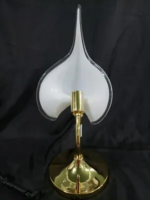 Vtg Franco Luce White Calla Lily Lamp Murano Rare MCM Brass Base Beautiful *READ • $152.99