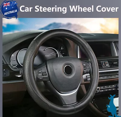 Genuine Leather Car Steering Wheel Covers Anti-slip For 15 /38cm Round Universal • $38.99