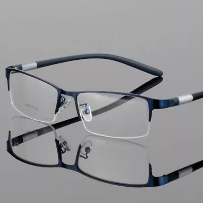Men's Metal + TR Semi Rimless Eyeglass Frames Rectangular Eyewear Frame RX Able • $9.95