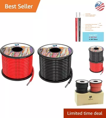 12 Gauge Silicone Electrical Wire Cables - 60ft Black And Red - High Temp 200°C • $51.99