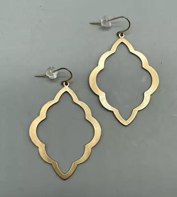 Quatrefoil Earrings Gold Tone Matte Pierced Statement Moroccan Boho Jewelry • $14.44