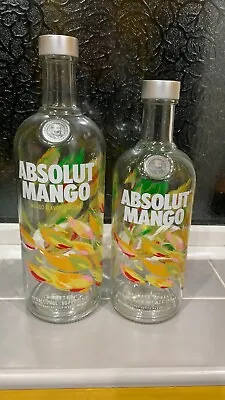 Absolut Mango Vodka Empty Glass Bottles X 2 1Lt & 750ml RARE Sizes • £8.99