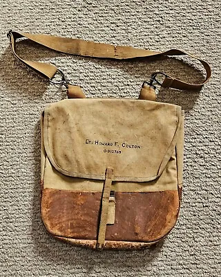 WWII US Army Private Purchase Musette Bag Named To Army Air Force Officer • $60